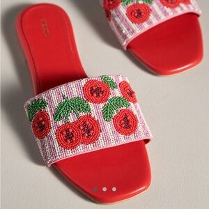 NIB Anthropologie The Fiona Beaded Slide Sandals by Maeve Size 37